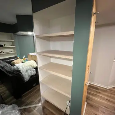 Built-in interior shelving installation