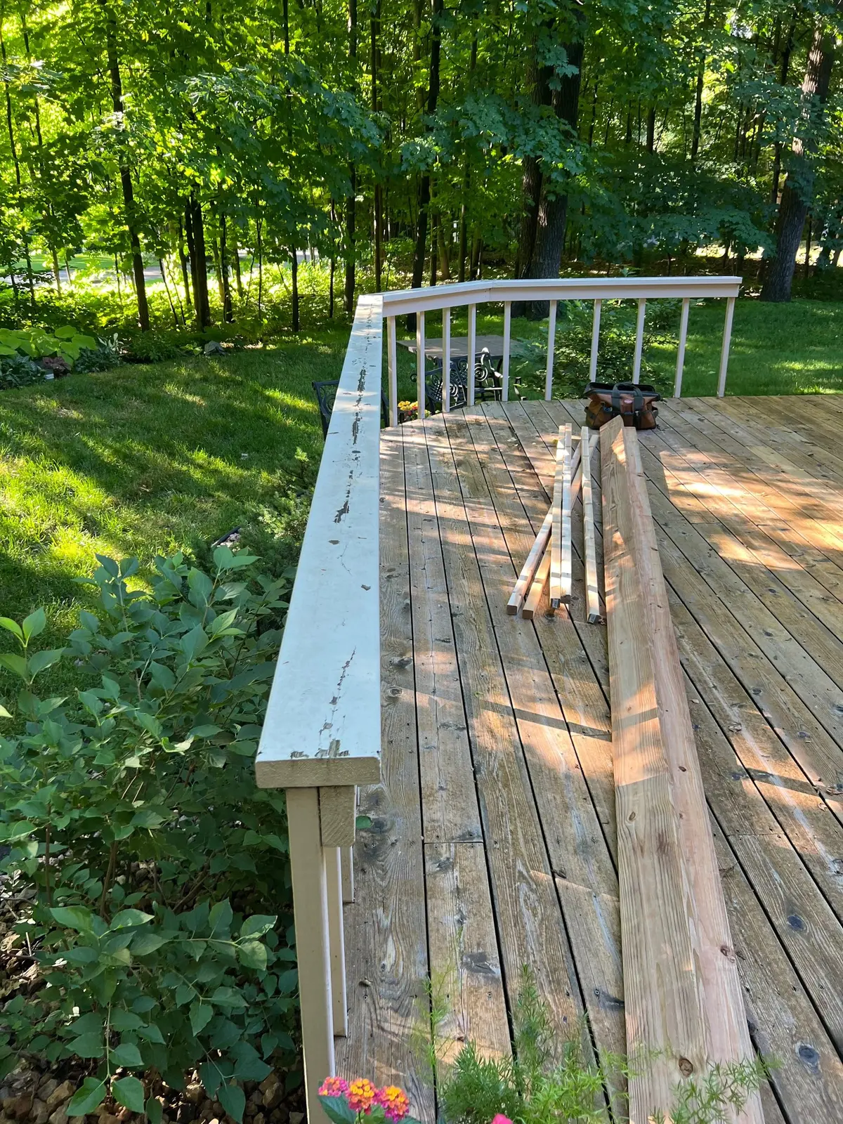 Deck surface prepared for restoration